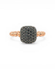 Sophia Schneider Joyas rose gold plated silver ring with black cubic zirconia and beaded band.