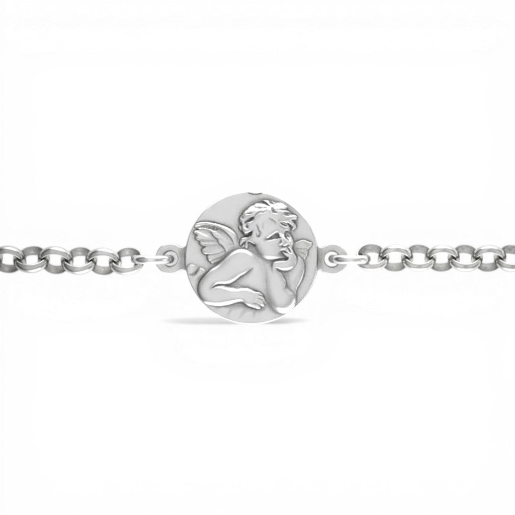 Sophia Schneider Joyas silver 925 chain bracelet with 12mm angel medal, 18cm length.