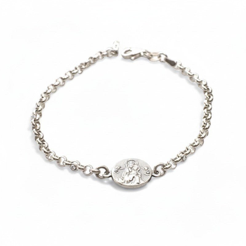 Sophia Schneider Joyas silver 925 chain bracelet with 12mm circular scapular medal.