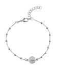 Sophia Schneider Joyas silver 925 rosary bracelet with San Benito medal and beaded chain, adjustable length.