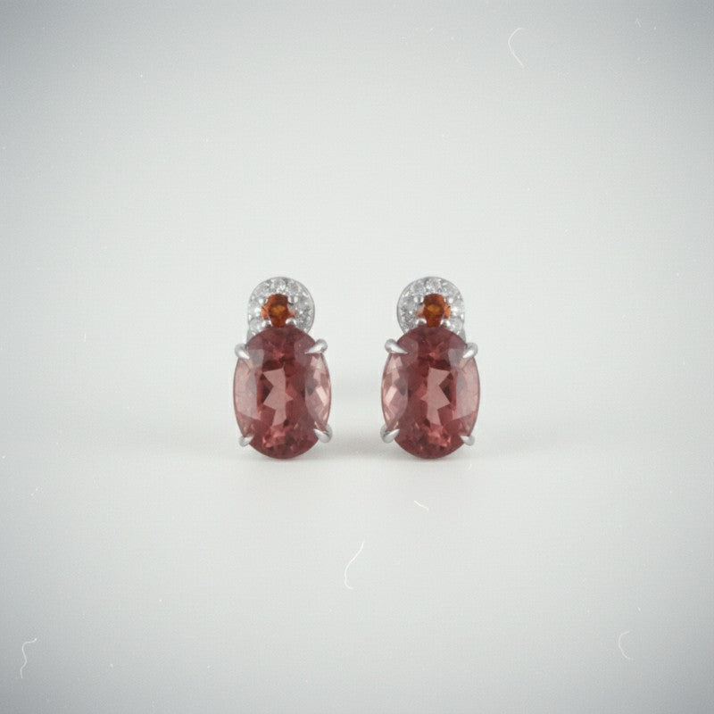 Sophia Schneider Joyas silver earrings with oval apatite and citrine stones, accented with zircon.