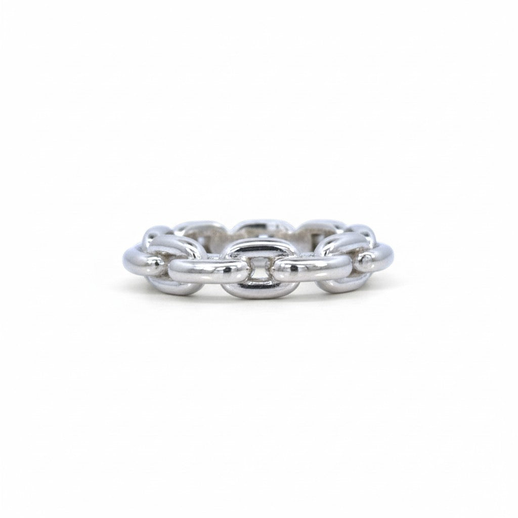 Sophia Schneider Joyas silver-tone chain link ring, rhodium plated sterling silver, size 13.