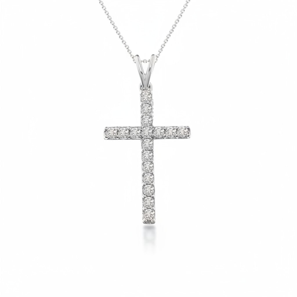 Sophia Schneider Joyas silver cross necklace with lab diamonds, 0.5 ctw.