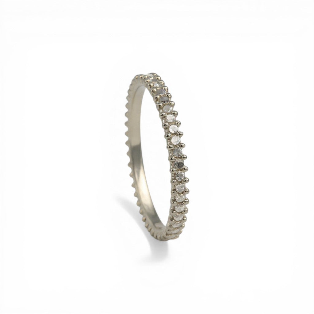 Sophia Schneider Joyas rhodium-plated silver eternity ring with small diamonds, size 11.