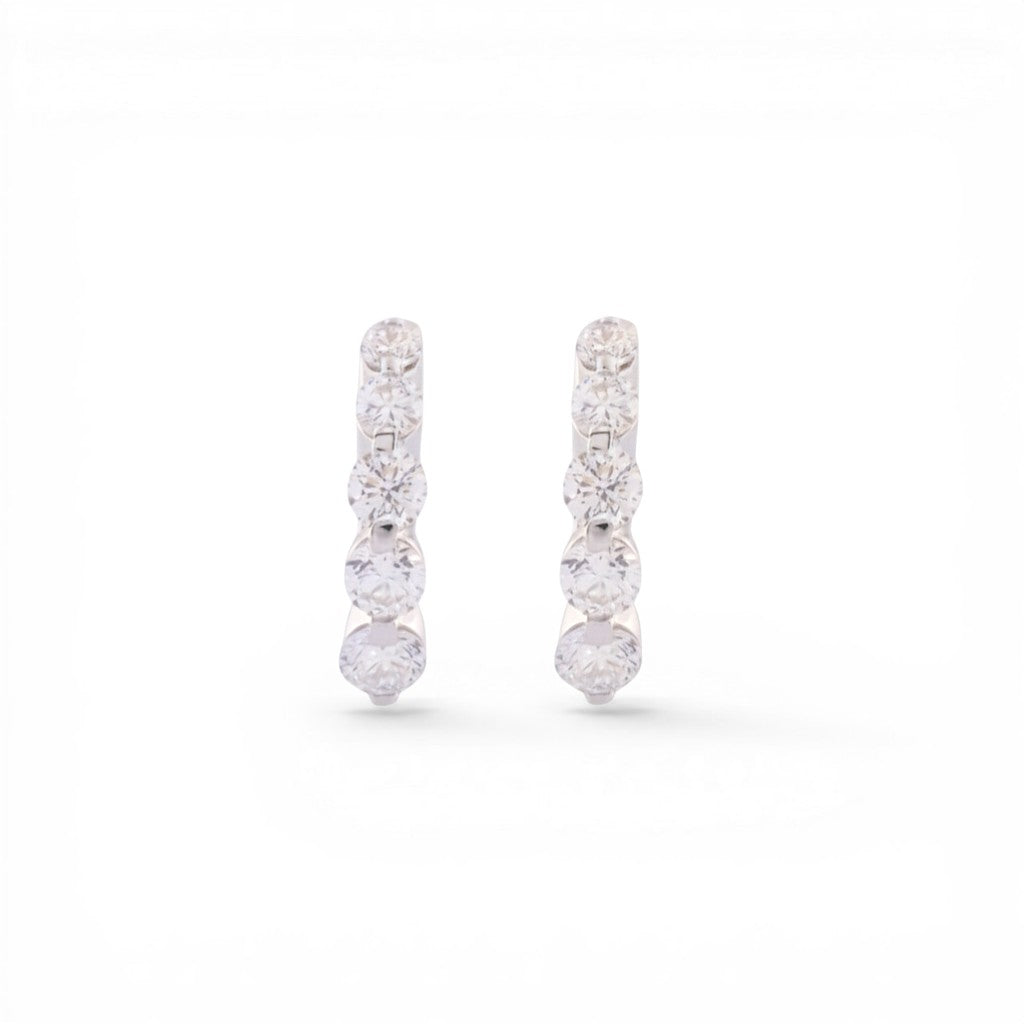 Sophia Schneider Joyas silver hoop earrings with five graduated lab diamonds, 1 ctw, 15mm.