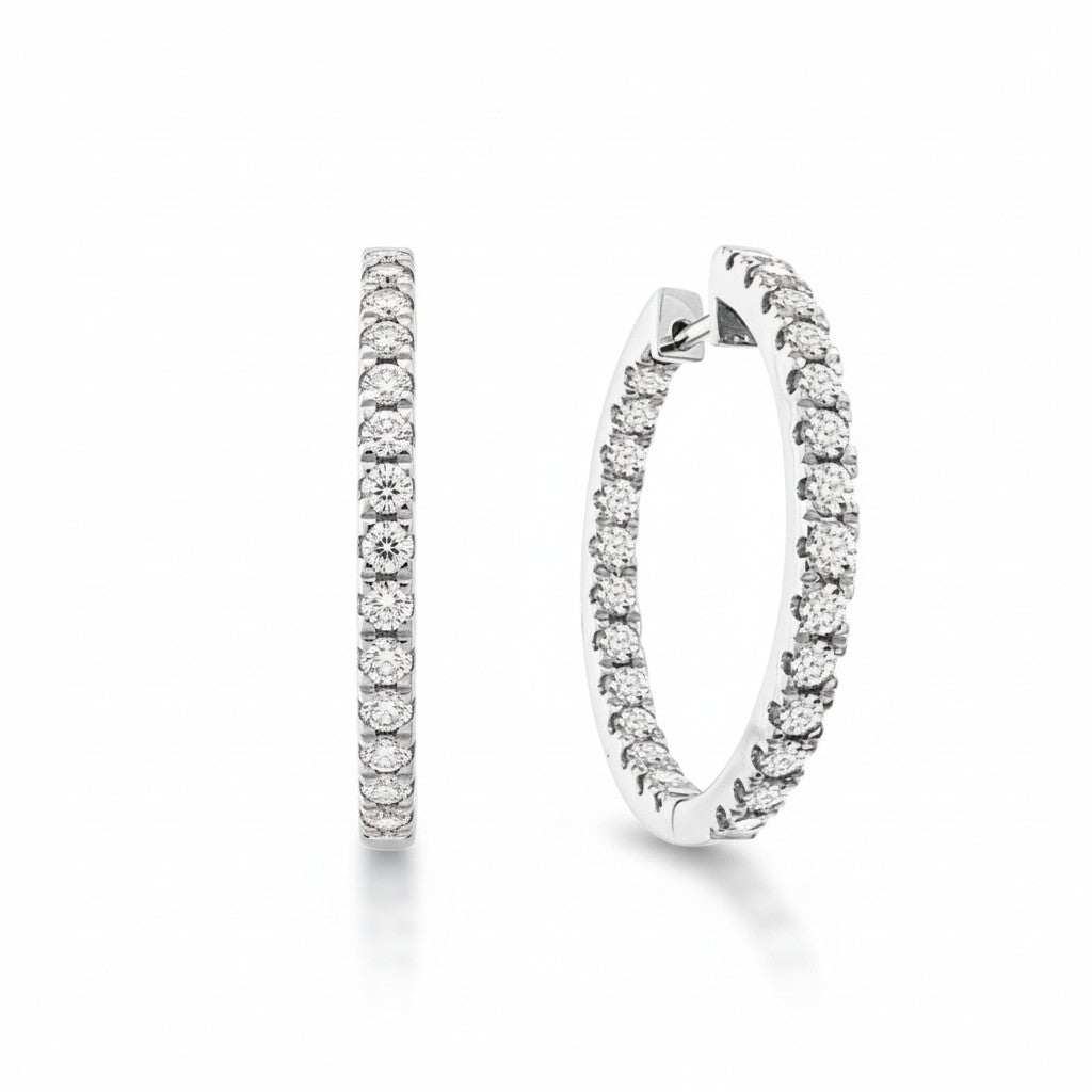 Sophia Schneider Joyas silver 925 in-out hoop earrings with 2 ct lab diamonds.