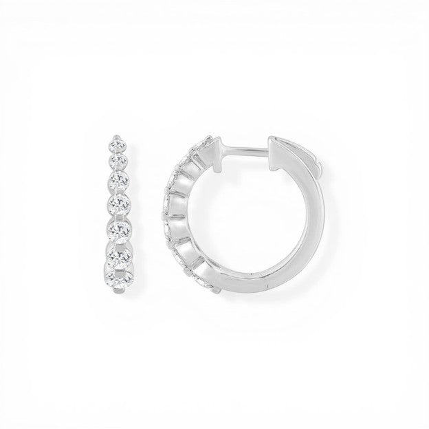 Sophia Schneider Joyas silver 925 hoop earrings with seven graduated lab diamonds, 1 ctw.