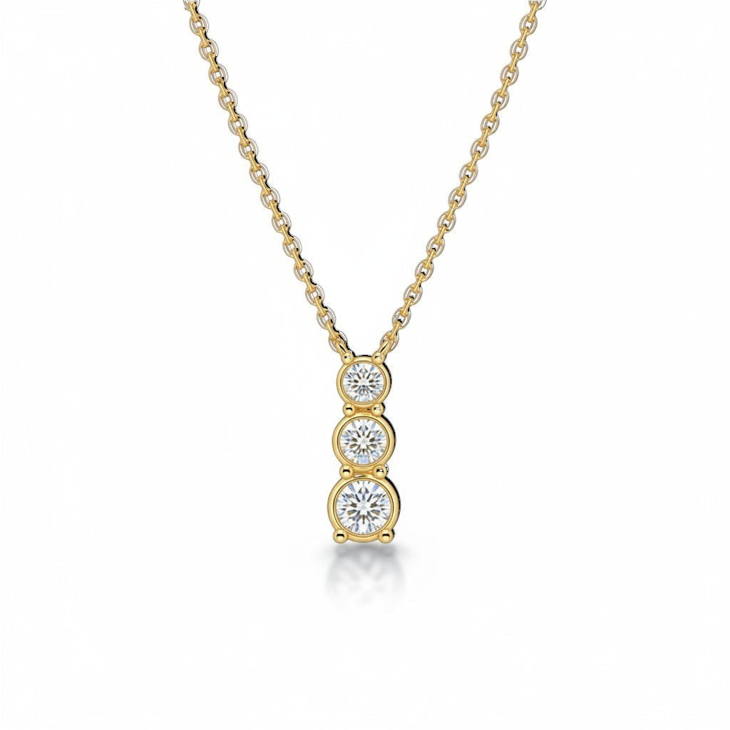 Sophia Schneider Joyas sterling silver necklace with three bezel-set lab diamonds totaling 0.5 ctw.
