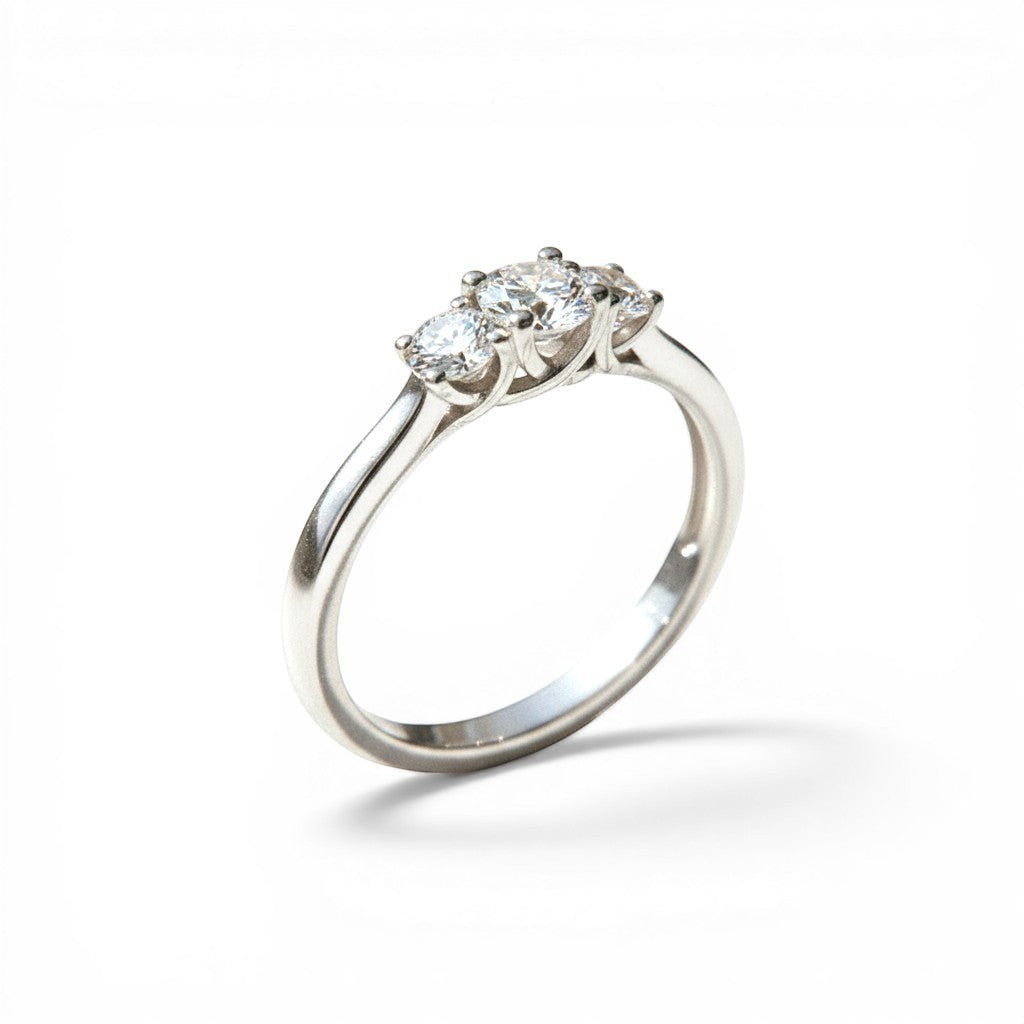 Sophia Schneider Joyas sterling silver ring with three lab-grown diamonds, 0.33 ctw, size 15.