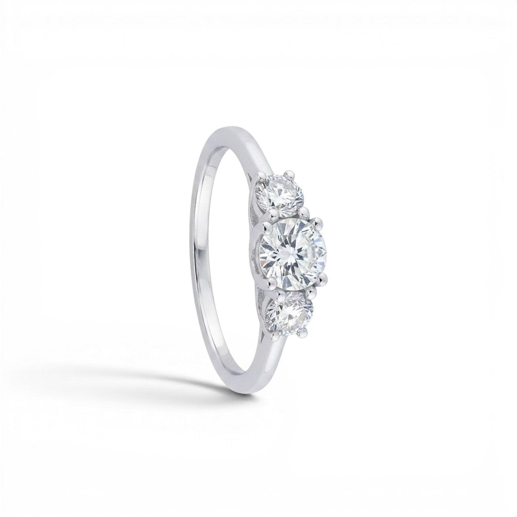 Sophia Schneider Joyas sterling silver 925 three-stone lab-created diamond ring, 1 ctw.