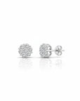 Sophia Schneider Joyas sterling silver stud earrings with lab diamonds in a floral cluster design, 0.5 ct total.