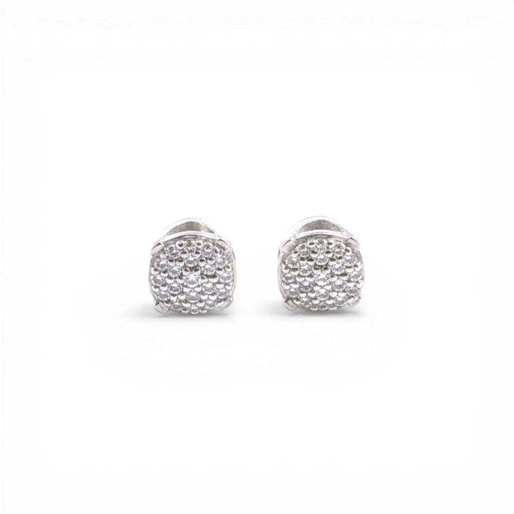 Sophia Schneider Joyas silver 925 stud earrings with pave diamonds, 5mm, 0.05 ct.
