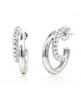 Sophia Schneider Joyas silver plated hoop earrings with double twisted and smooth design, 3cm.