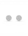 Sophia Schneider Joyas silver stud earrings with flower-shaped lab diamonds, 1 ct total weight.