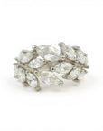 Sophia Schneider Joyas silver ring with marquise-cut cubic zirconia in a leaf design.