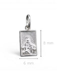 Sophia Schneider Joyas silver scapular mini pendant with religious imagery, 6x8 mm.