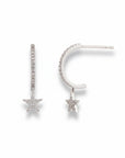 Sophia Schneider Joyas silver 925 hoop earrings with dangling diamond-accented star and bar charms.