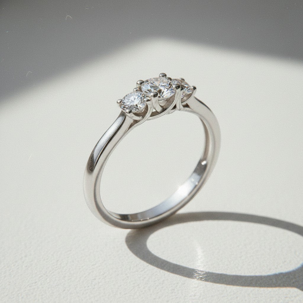Sophia Schneider Joyas sterling silver ring with three lab-grown diamonds, 0.33 ctw, size 15.
