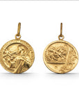 Sophia Schneider Joyas 17mm silver St. Bernard medal, depicting the saint with a staff and mountains. Sterling silver.