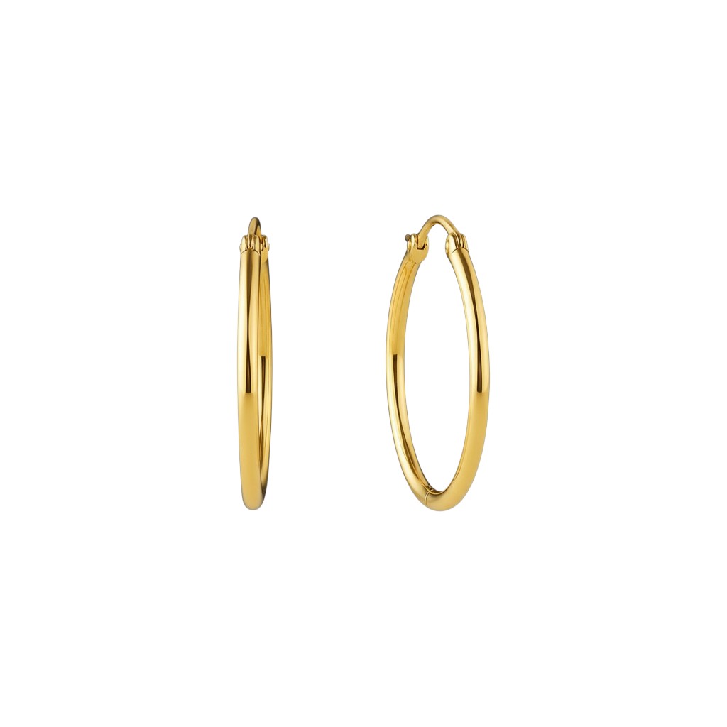Sophia Schneider Joyas thin 14K gold hoop earrings, 1.8 cm, with invisible hinge closure.