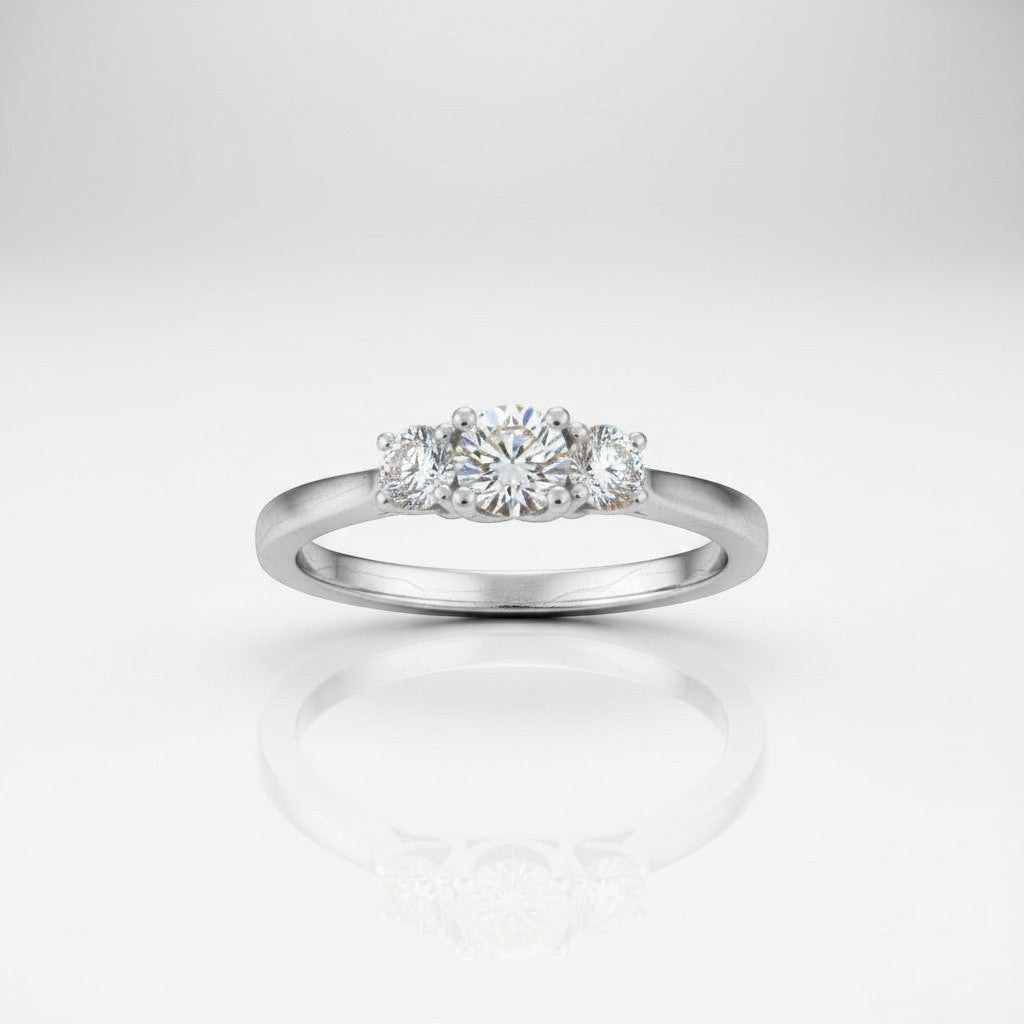 Sophia Schneider Joyas rhodium-plated sterling silver ring with three brilliant-cut lab diamonds totaling 0.33 ctw.