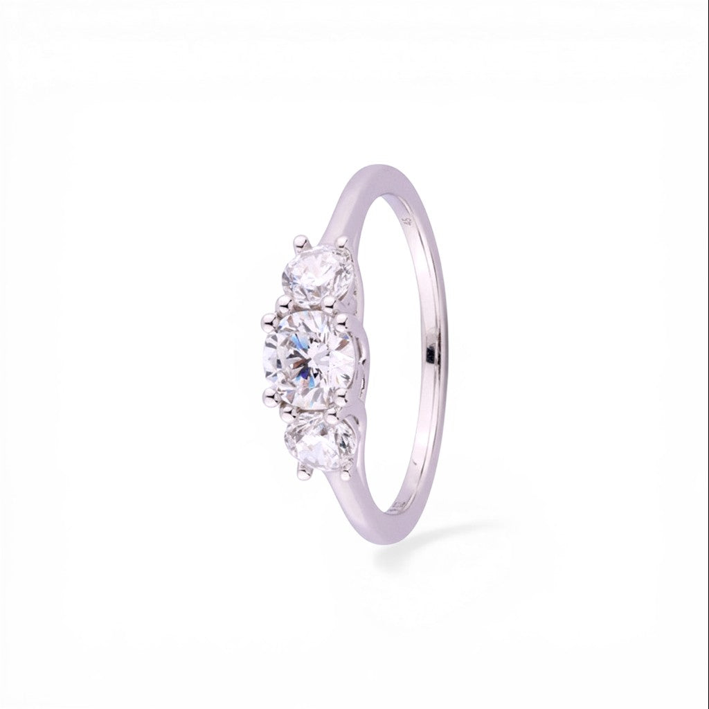 Sophia Schneider Joyas sterling silver ring with three lab-created diamonds, 1 ctw total.