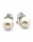 Sophia Schneider Joyas 18k white gold earrings with Tahitian pearls and brilliant-cut diamonds.