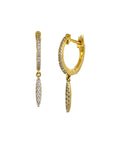 Sophia Schneider Joyas yellow gold hoop earrings with diamond-encrusted leaf drops, 2.5 cm