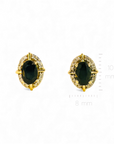 Aros stud zafiro oval halo brillantes oro 10K