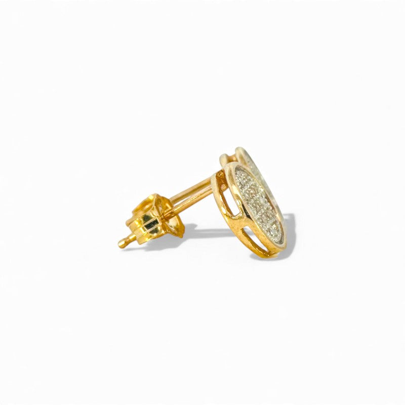 Aros stud diamantes forma circular oro 10K