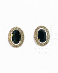 Aros stud zafiro oval 1 ct halo brillantes oro 10K