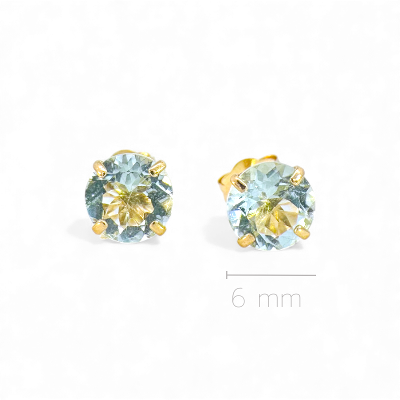 Aros stud aguamarina en grifa oro 14K