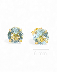Aros stud aguamarina en grifa oro 14K