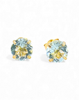 Aros stud aguamarina en grifa oro 14K