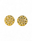 Aros stud brillantes en pavé forma redonda oro 10K 5 mm
