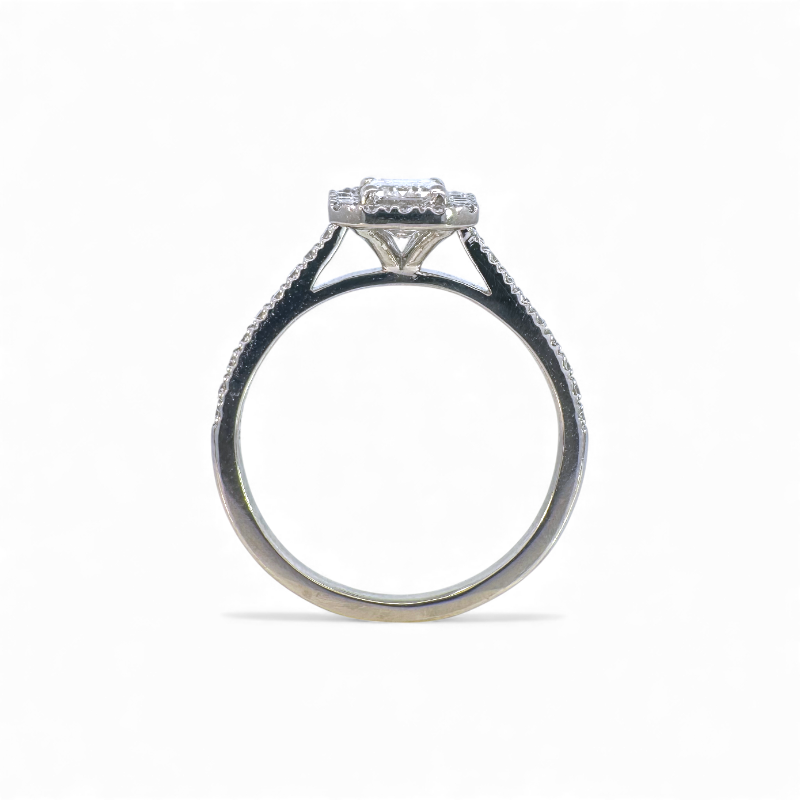 Anillo Solitario Diamante Lab corte esmeralda 1 Ct Halo Platino