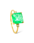 Anillo Solitario Cuarzo Verde 8mm en oro 18K