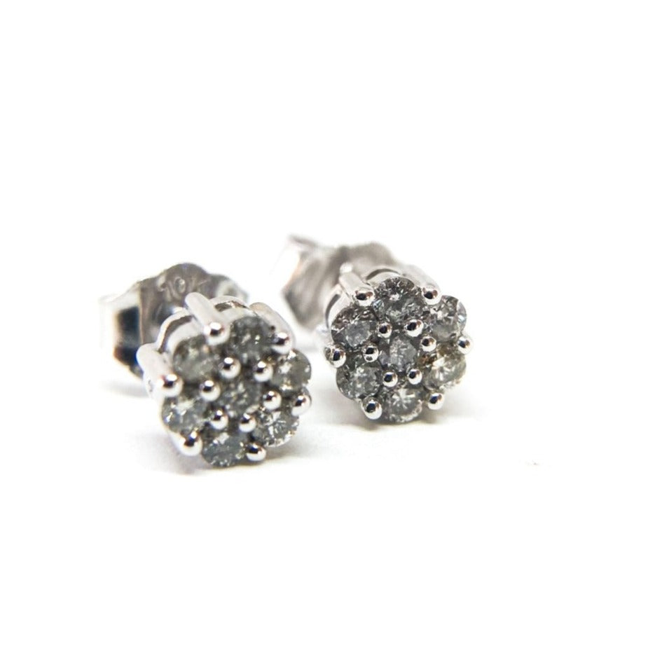 Aros Stud Diamantes 0,02 Ct Flor Platino