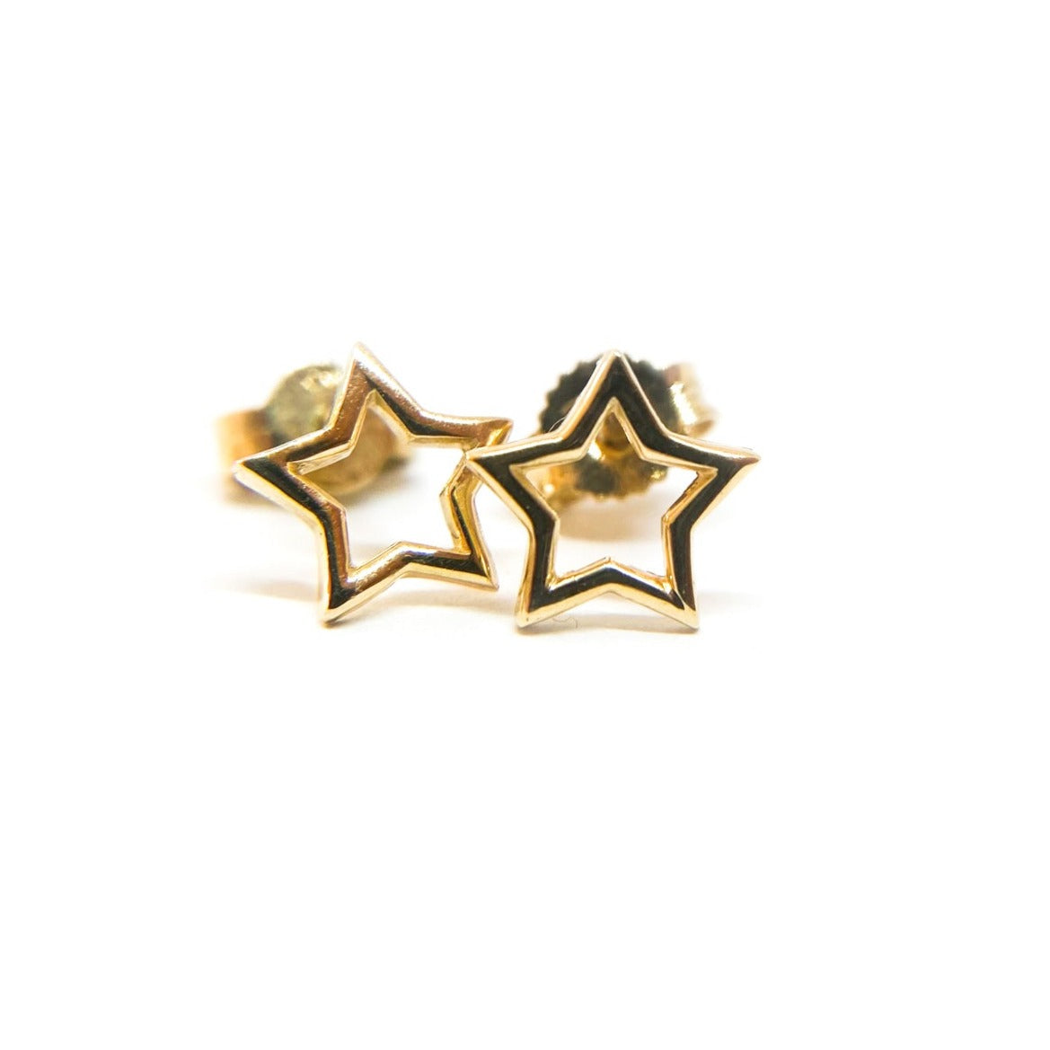 Aros Stud Estrella Calada 9mm Gold